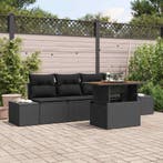 vidaXL Tuin Eettafel Set met kussen 5 pcs Zwart en Bruin, Verzenden, Nieuw