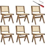 tectake Houten stoel Lizzy met Weens vlechtwerk in boho-stij, Verzenden, Nieuw