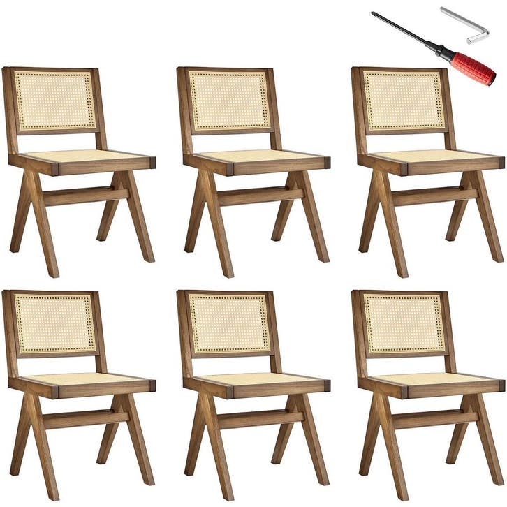 tectake Houten stoel Lizzy met Weens vlechtwerk in boho-stij, Maison & Meubles, Chaises, Envoi