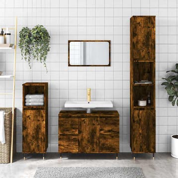 vidaXL Badkamerkast 80x33x60 cm bewerkt hout gerookt, Verzenden, Nieuw