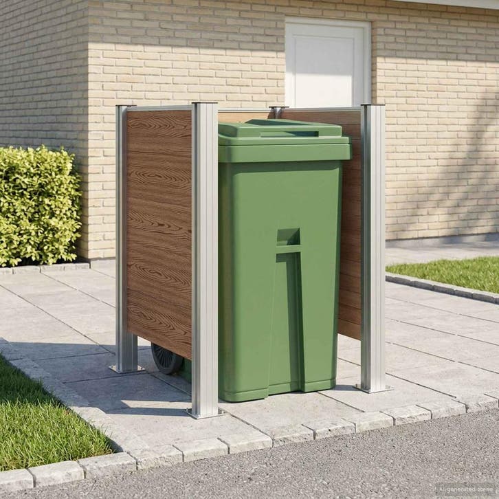 vidaXL Afvalbak Schutting Bruin 85 x 85 x 115 cm Aluminium, Doe-het-zelf en Bouw, Containers, Verzenden