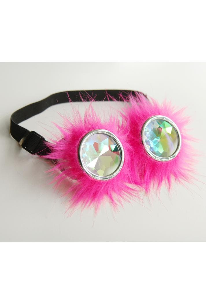 KIMU® Goggles Steampunk Bril Roze Bont Montuur Caleidoscoop, Kleding | Dames, Carnavalskleding en Feestkleding, Nieuw, Ophalen of Verzenden