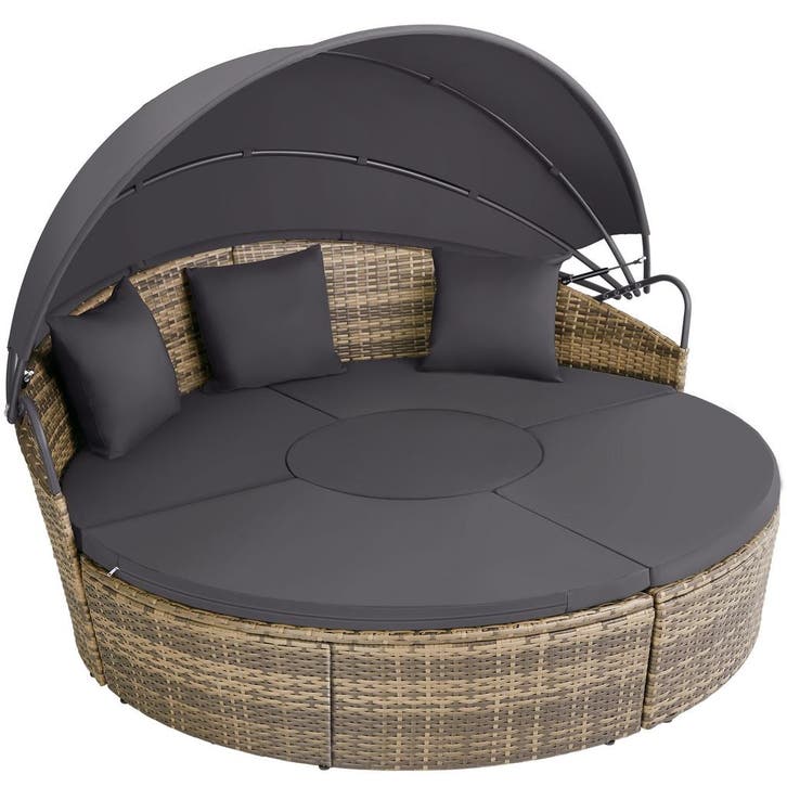 tectake Wicker zonne-eiland Santorini - natuur, Tuin en Terras, Tuinsets en Loungesets, Verzenden