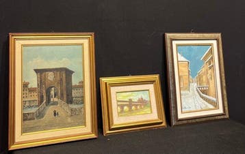 Italiaanse school (XX) - Trittico di Vedute urbane storiche