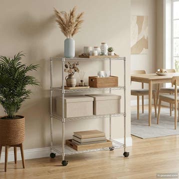 vidaXL Opbergrek 4-laags met wielen 200 kg 90x35x142 cm, Verzenden