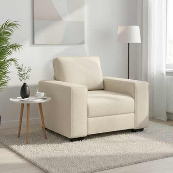 vidaXL Sofa Stoel Beige 100 cm Linnenmix Stoffen, Verzenden, Nieuw