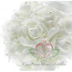 Pomander foamroosbal Wit 12 cm met pareltjes, Nieuw