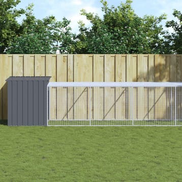 vidaXL Kippenhok met ren 110x609x110 cm gegalvaniseerd staal, Verzenden, Nieuw