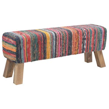 vidaXL Bank 110 x 30 x 45 cm Echt Leer Meerkleurig, Huis en Inrichting, Verzenden, Nieuw