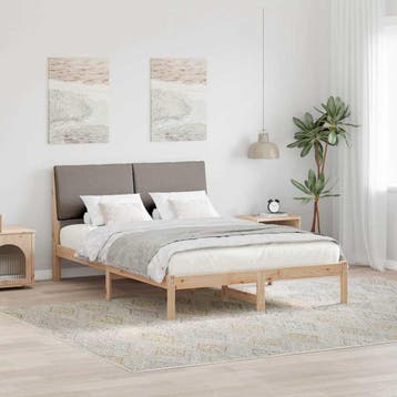vidaXL Bedframe Bruin en taupe 150 x 200 cm Massief, Huis en Inrichting, Slaapkamer | Bedden, Verzenden, Nieuw