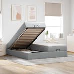 vidaXL Ottoman bed met matrassen 200x200cm stof lichtgrijs, Verzenden