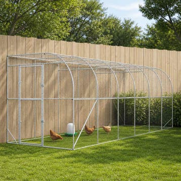 vidaXL Kippenhok Tegen de Muur zilver 600 x 150 x 215 cm, Verzenden, Nieuw