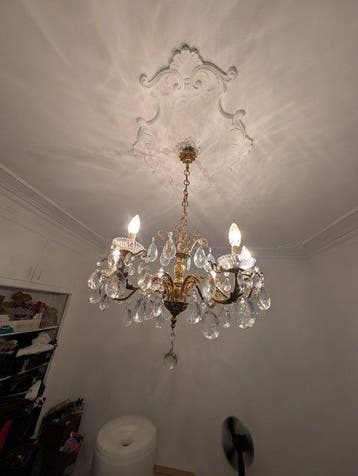 Plafondlamp - Kristal - Brons met gouden afwerking
