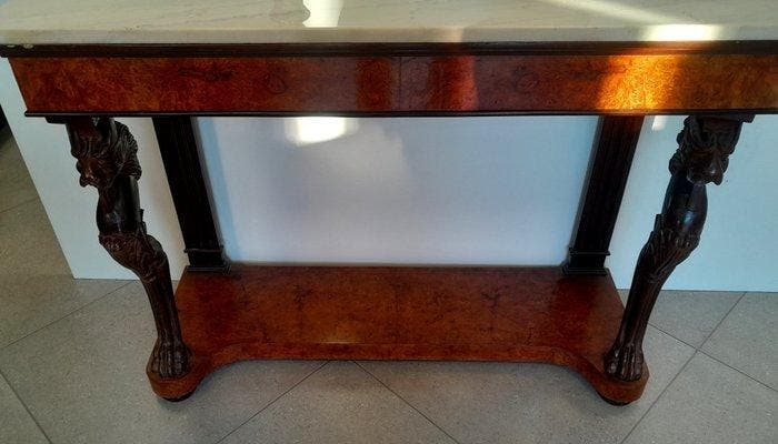 Wandtafel - Walnoot, Knoesthout, hard hout - Console II Meta, Antiek en Kunst, Antiek | Overige Antiek