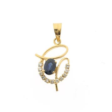 Gouden hanger met saffier en diamant 0,33 ct., Ophalen of Verzenden
