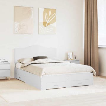 vidaXL Bedframe met lade met hoofdeinde Wit 140 x 200 cm, Verzenden