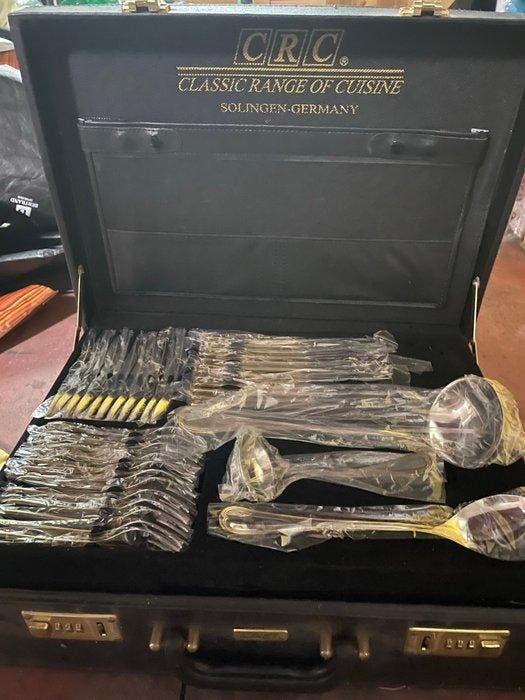 Solingen - Bestekset voor 12 personen (113) - Verguld - Luxe, Antiek en Kunst, Antiek | Meubels | Tafels