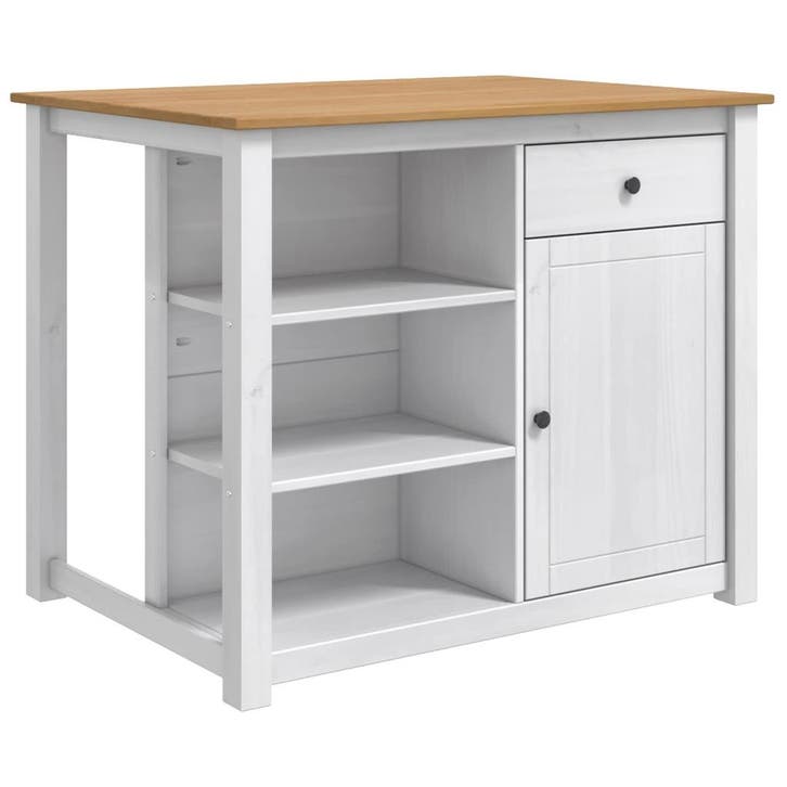 vidaXL Keuken Trolley PANAMA 2 pcs Wit en Honingwas 112 x 77, Huis en Inrichting, Overige Huis en Inrichting, Nieuw, Verzenden