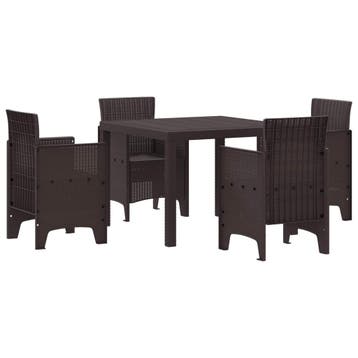 vidaXL Tuin Eettafel Set 5 st Bruin Polypropyleen, Verzenden