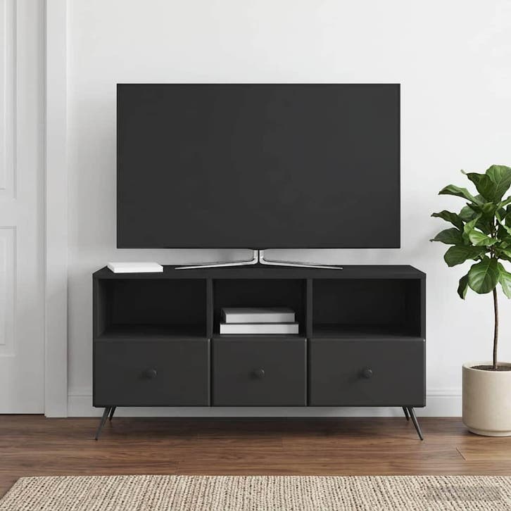 vidaXL TV Kast met lade Zwart 102 x 34,5 x 50 cm Bewerkt, Maison & Meubles, Armoires | Mobilier de télévision, Envoi