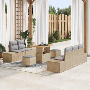 vidaXL Tuinbank Set 8 st Beige poly rattan, Verzenden, Nieuw