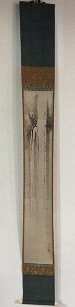 Waterfall Landscape / Japanese Vintage Hanging Scroll