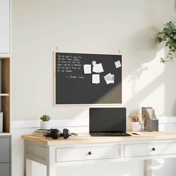 vidaXL Krijtbord met massief grenenhouten frame zwart 80x55, Verzenden