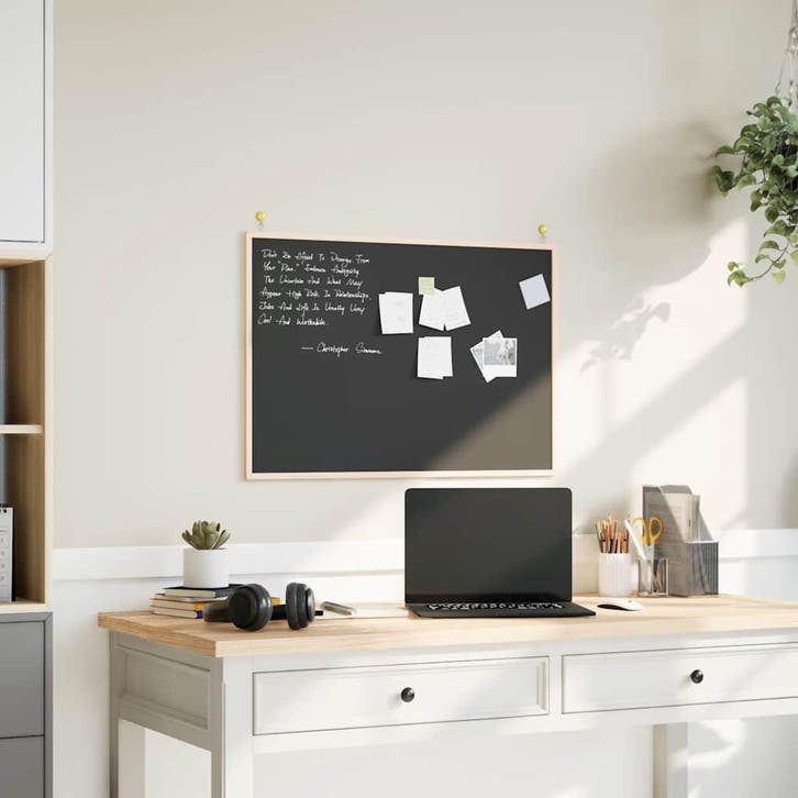 vidaXL Krijtbord met massief grenenhouten frame zwart 80x55, Zakelijke goederen, Overige Zakelijke goederen, Verzenden