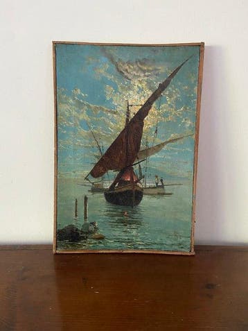 Francesco Saverio Torcia (1840-1891) - Marina con veliero