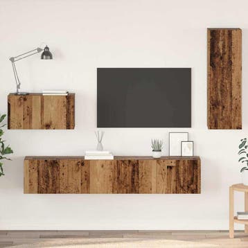 vidaXL Wand TV Kast 4 st Oud Hout Bewerkt hout, Verzenden, Nieuw