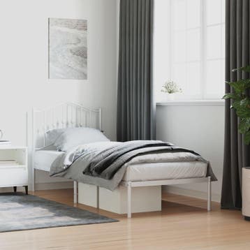 vidaXL Bedframe met hoofdbord metaal wit 80x200 cm, Verzenden, Nieuw