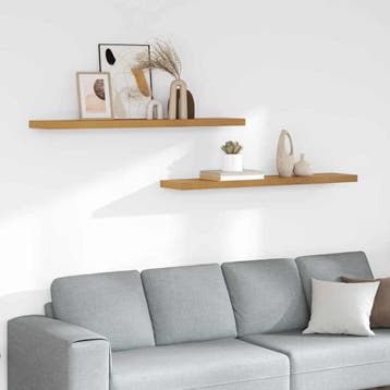vidaXL Wandplank 2 st Beige 120 x 23,5 x 3,8 cm Bewerkt hout, Verzenden, Nieuw