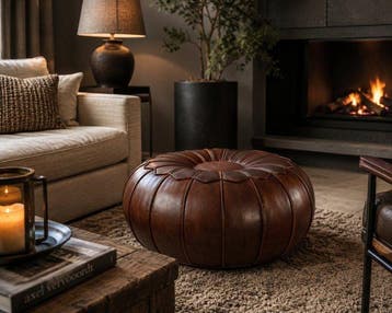 Poef - Leder - Exclusieve Calima design
