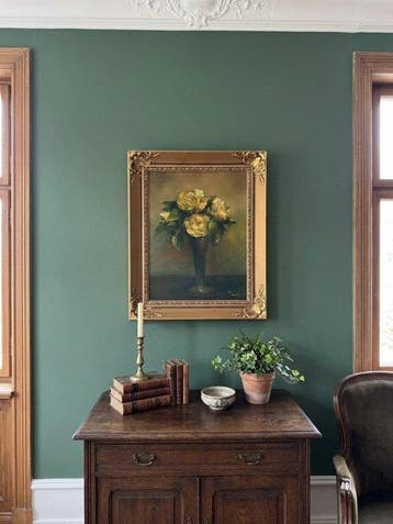 French school (XX), signed Floutier - Gelbe Rosen in Vase, Antiek en Kunst