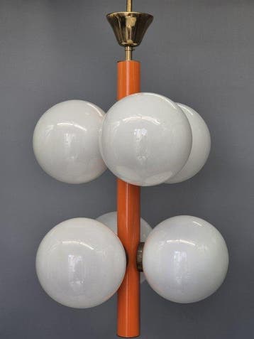 Lampe à suspendre - Métal, Verre - Suspension – Space Age –