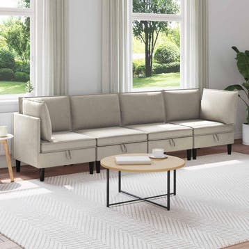 vidaXL Woonkamer Meubelset 4 st Havermout Stof, Huis en Inrichting, Verzenden, Nieuw