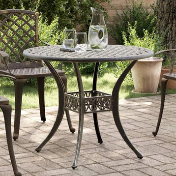 vidaXL Tuintafel Ø 90x75 cm gietaluminium bronskleurig, Tuin en Terras, Tuintafels, Verzenden, Nieuw