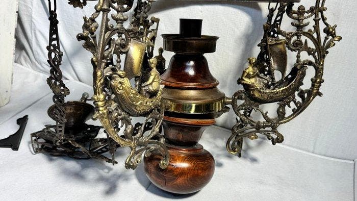Kroonluchter - Messing, Hout, Metaal, Antiek en Kunst, Curiosa en Brocante