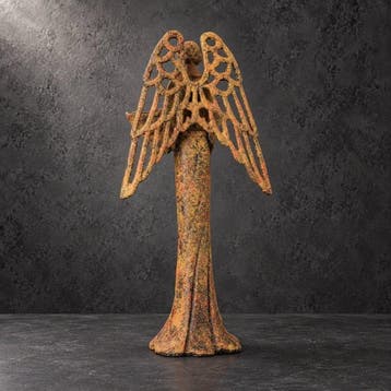 Beeldje - IJzeren engel met schaal - IJzer, Antiek en Kunst
