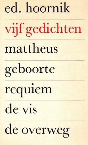 Vijf gedichten 9789029004428 Hoornik, Verzenden, Gelezen, Hoornik