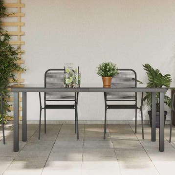 vidaXL Tuintafel 190x90x74 cm aluminium en glas zwart, Tuin en Terras, Verzenden, Nieuw