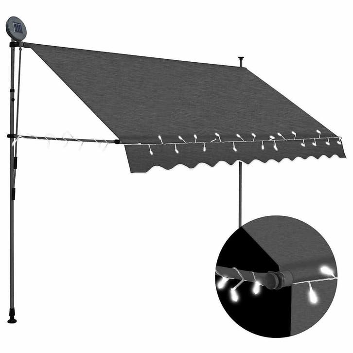 vidaXL Luifel handmatig uitschuifbaar met LED 250 cm, Tuin en Terras, Zonneschermen, Nieuw, Verzenden