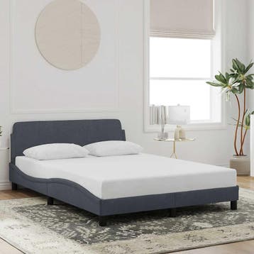 vidaXL Bedframe Dover donkergrijs 135x190 cm fluweel, Verzenden