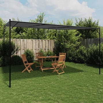 vidaXL Prieel 4x4 m 180 g/m² stof en staal antracietkleurig, Tuin en Terras, Partytenten, Verzenden, Nieuw
