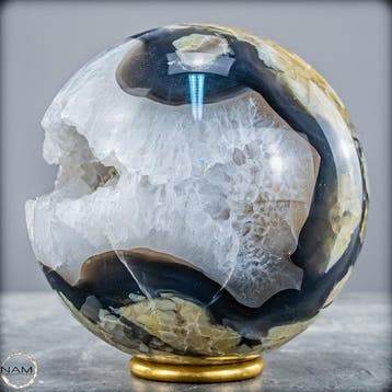 Zeer zeldzaam! UV-reactief Mossagate Sphere uit Brazilië-