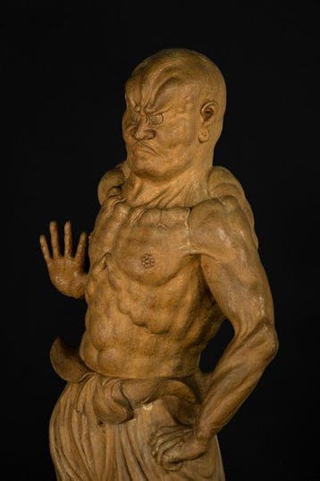 Hout - Een paar houten Ni-beeldjes. - Taisho- en