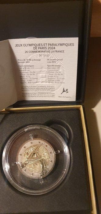 Frankrijk. 2 Euro 2024 La Tour Eiffel Danse Reverse Proof, Postzegels en Munten