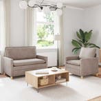 vidaXL bank / zetelstel 2 pcs Beige Polyester, Verzenden, Nieuw