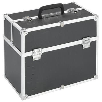 vidaXL Make-up koffer 38x23x34 cm aluminium zwart, Handtassen en Accessoires, Verzenden, Nieuw