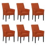 Set van 6 Leren eetkamerstoelen Just met armleuning -, Huis en Inrichting, Stoelen, Ophalen of Verzenden, Nieuw, Leer, Eén